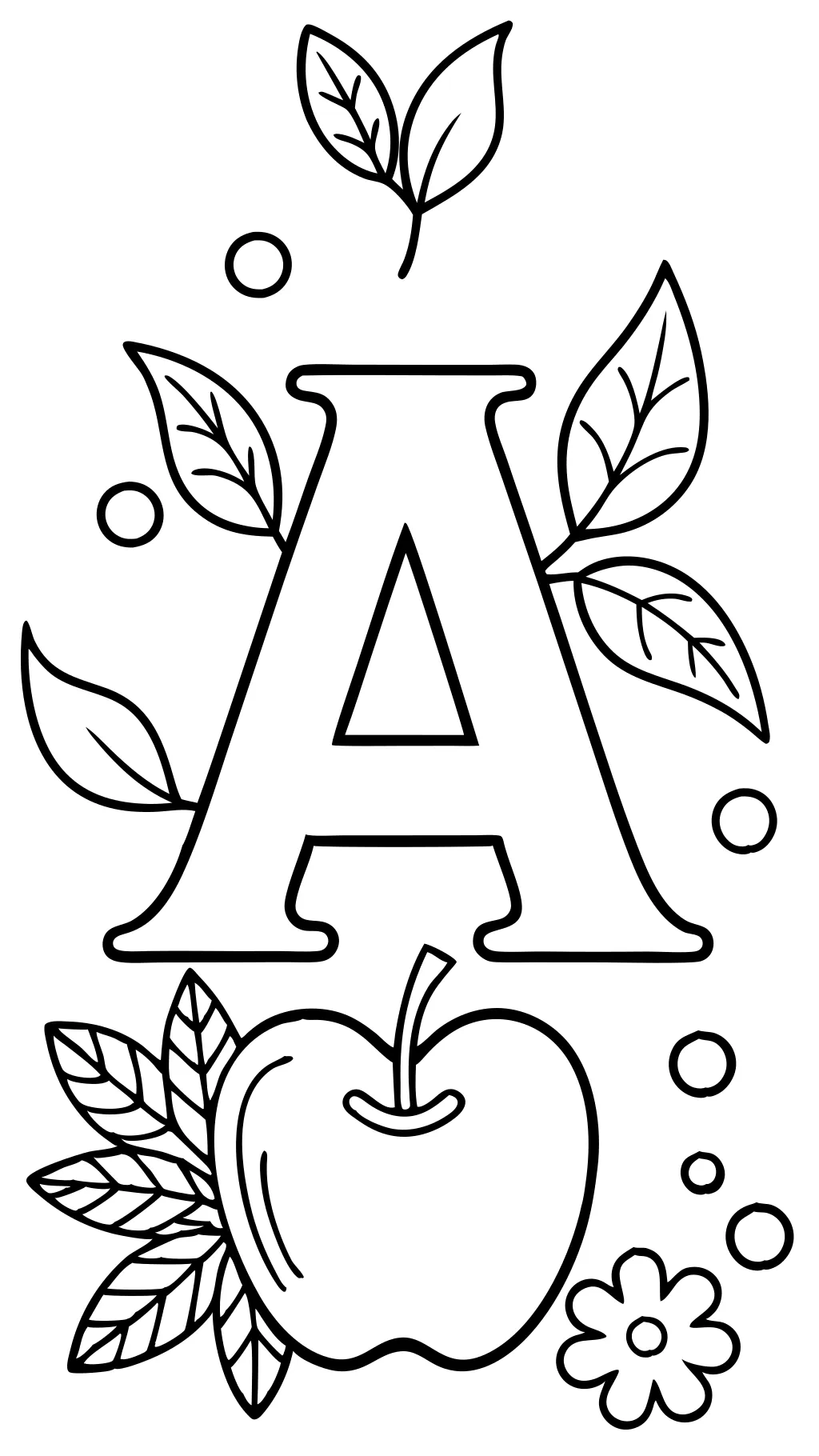 a is for apple coloring page